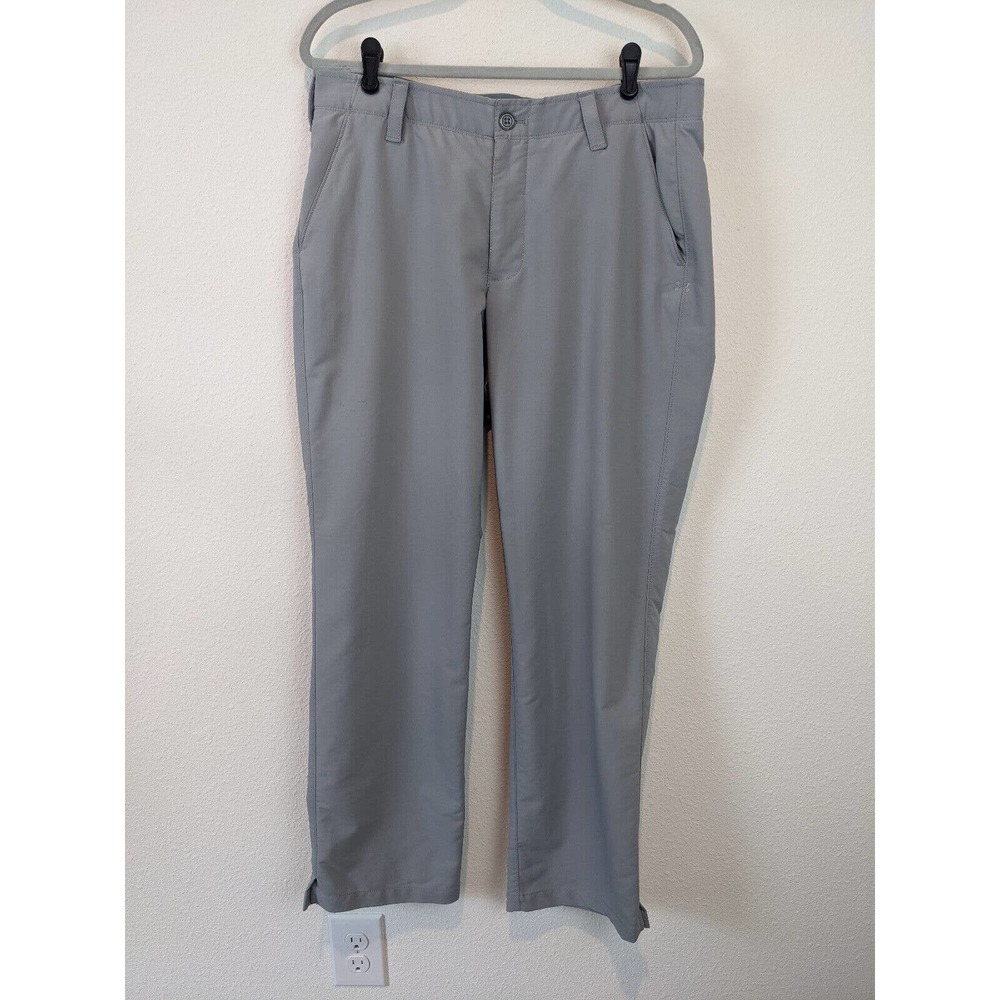 Under Armour Active Pants Light Grey Sz 34 / 30 Grippy Waistband Flat Front